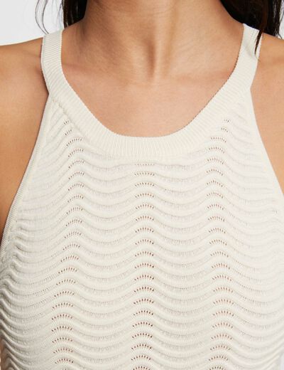 Top with openwork knit ivory ladies'
