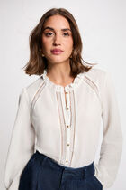 Lace high neck t-shirt white women