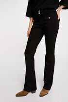 Jeans bootcut poches à rabat noir femme