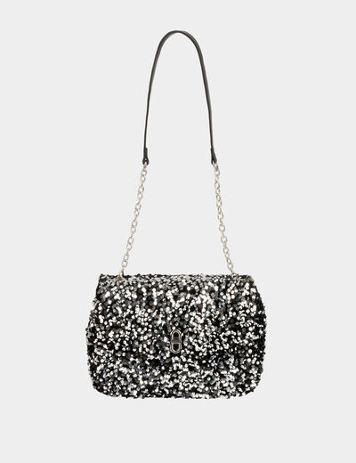 Clutch bag with sequins silver ladies'