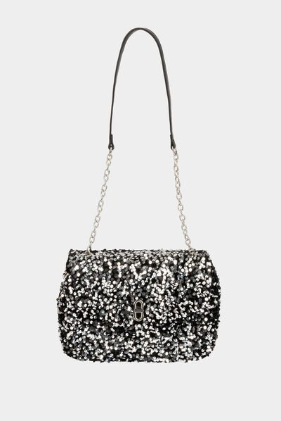 Clutch bag with sequins silver ladies'
