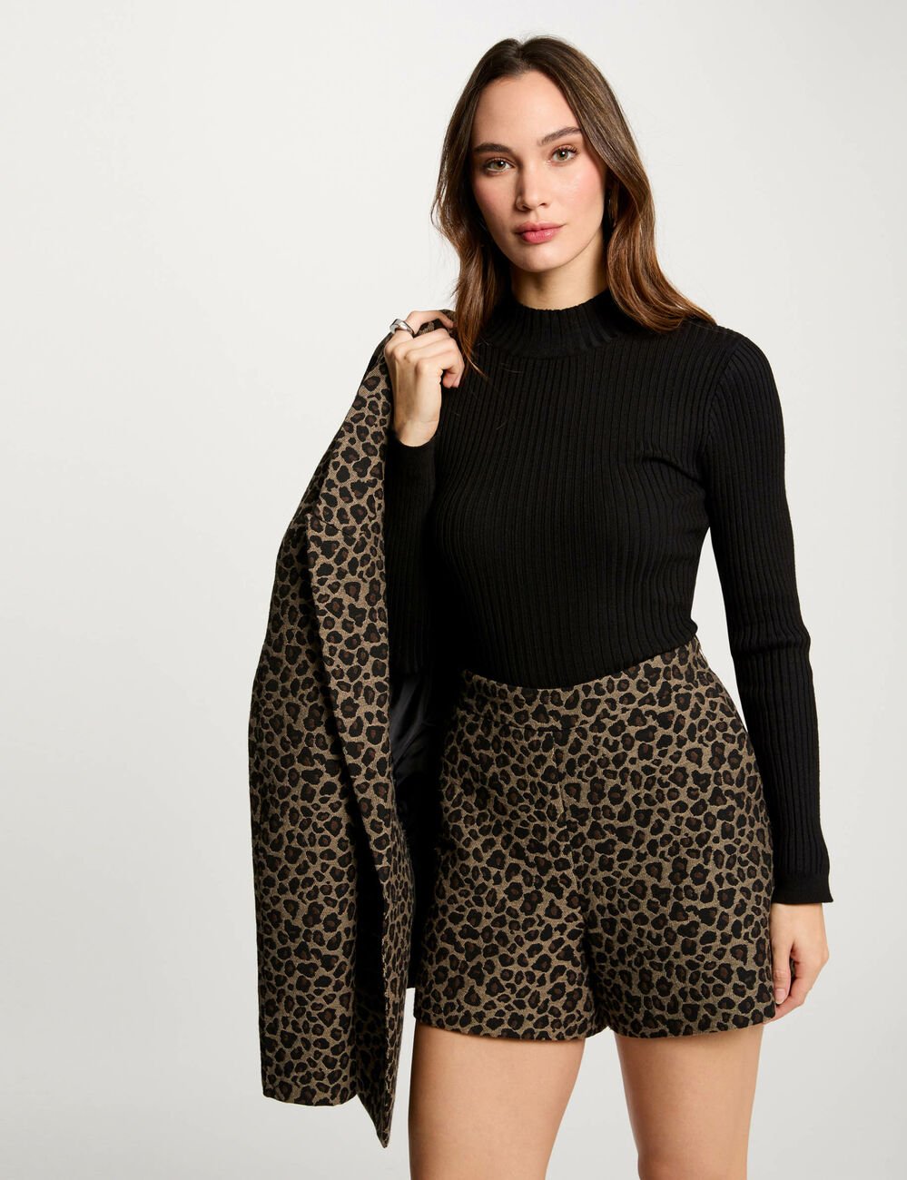 Straight shorts leopard print multicolor women