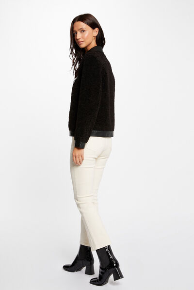 Jacket with faux leather details black ladies'