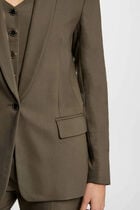 Veste courte col châle vert kaki femme