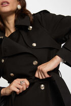Trench long ceinturé noir femme