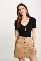 Short-sleeved ribbed jumper black women