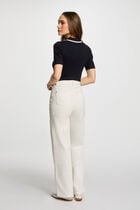 Pull col polo zippé bleu marine femme