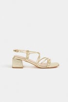 Sandals with block heels gold women