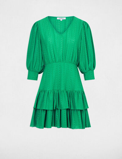 Embroidered A-line mini dress green women