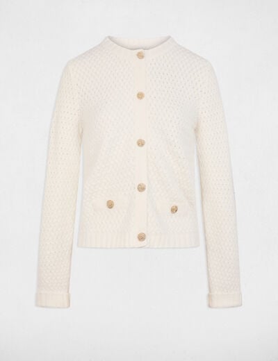 Straight cardigan with round neck white women
