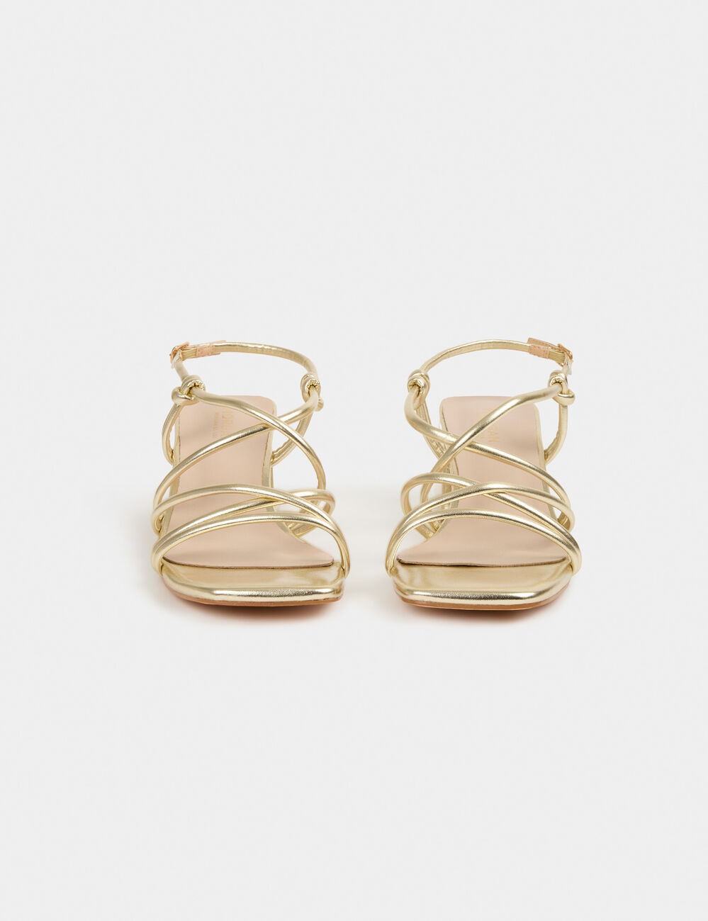 Sandals with block heels gold women
