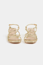 Sandals with block heels gold women
