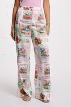 Printed wide-leg trousers multicolor women