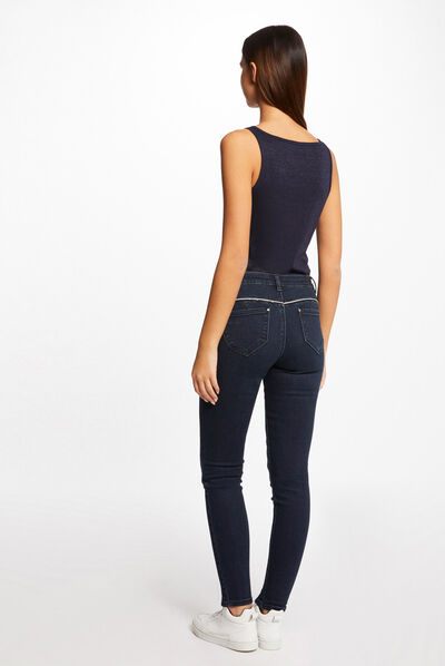 Vest top with thin straps navy ladies'
