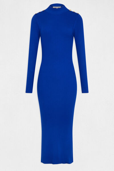 Fitted maxi jumper dress open back electric blue ladies'