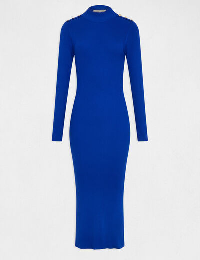 Fitted maxi jumper dress open back electric blue ladies'