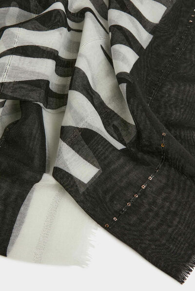 Scarf with zebra print white ladies'
