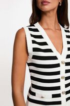Striped sleeveless cardigan white women