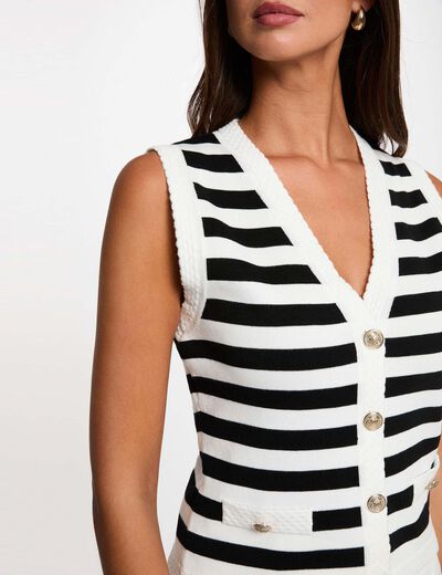 Striped sleeveless cardigan white women