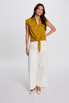 Blouse sans manches jaune moutarde femme