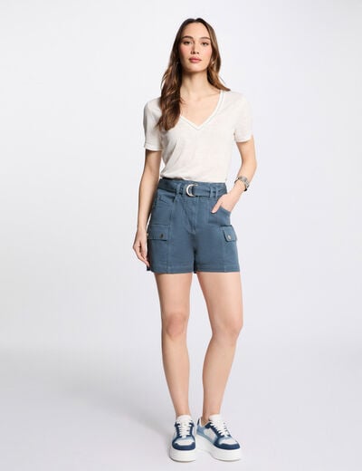 Belted cargo shorts petroleum blue women