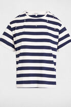 T-shirt manches courtes rayé blanc femme