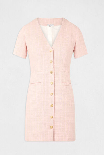 Fitted buttoned dress pink ladies'