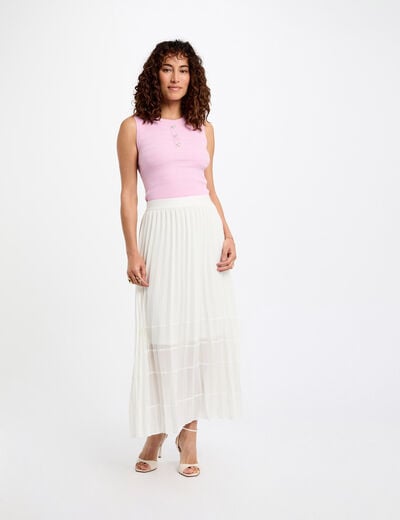 Maxi pleated A-line skirt ivory women