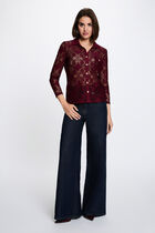 Lace shirt with a notched collar bordeaux women
