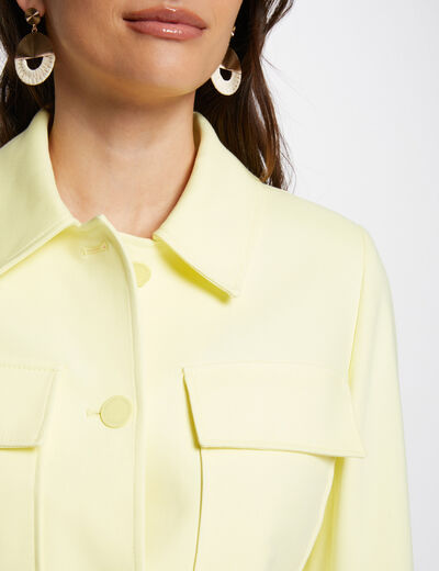 Short buttoned jacket light yellow ladies'