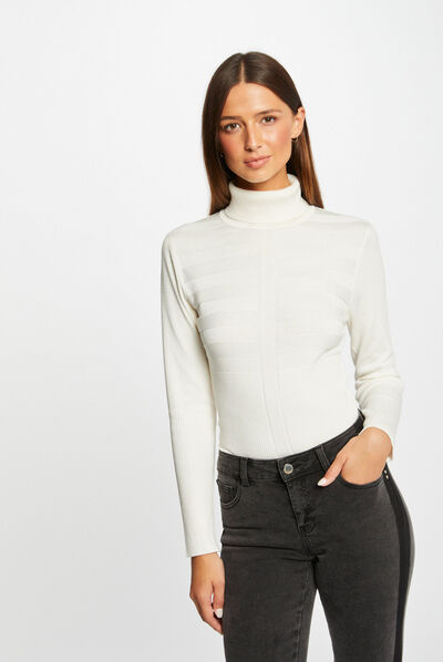 Long-sleeved jumper turtleneck ivory ladies'