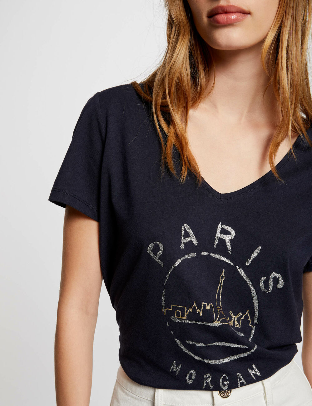 T-shirt with message navy women