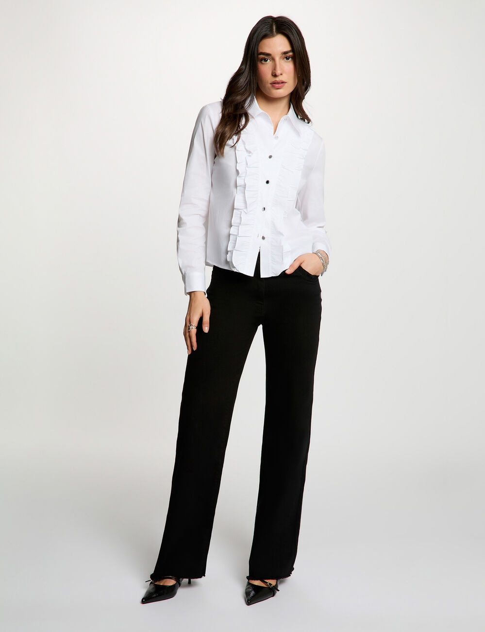Straight shirt with notch collar white women