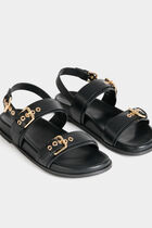 Flat strappy sandals black women