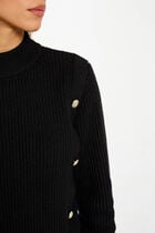 Pull court col roulé noir femme