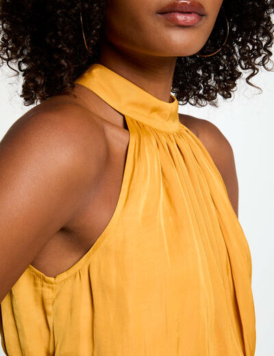 Maxi loose A-line dress mustard yellow women