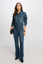 Short denim jacket stone wash denim women