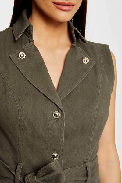 Straight buttoned and belted dress  ladies'