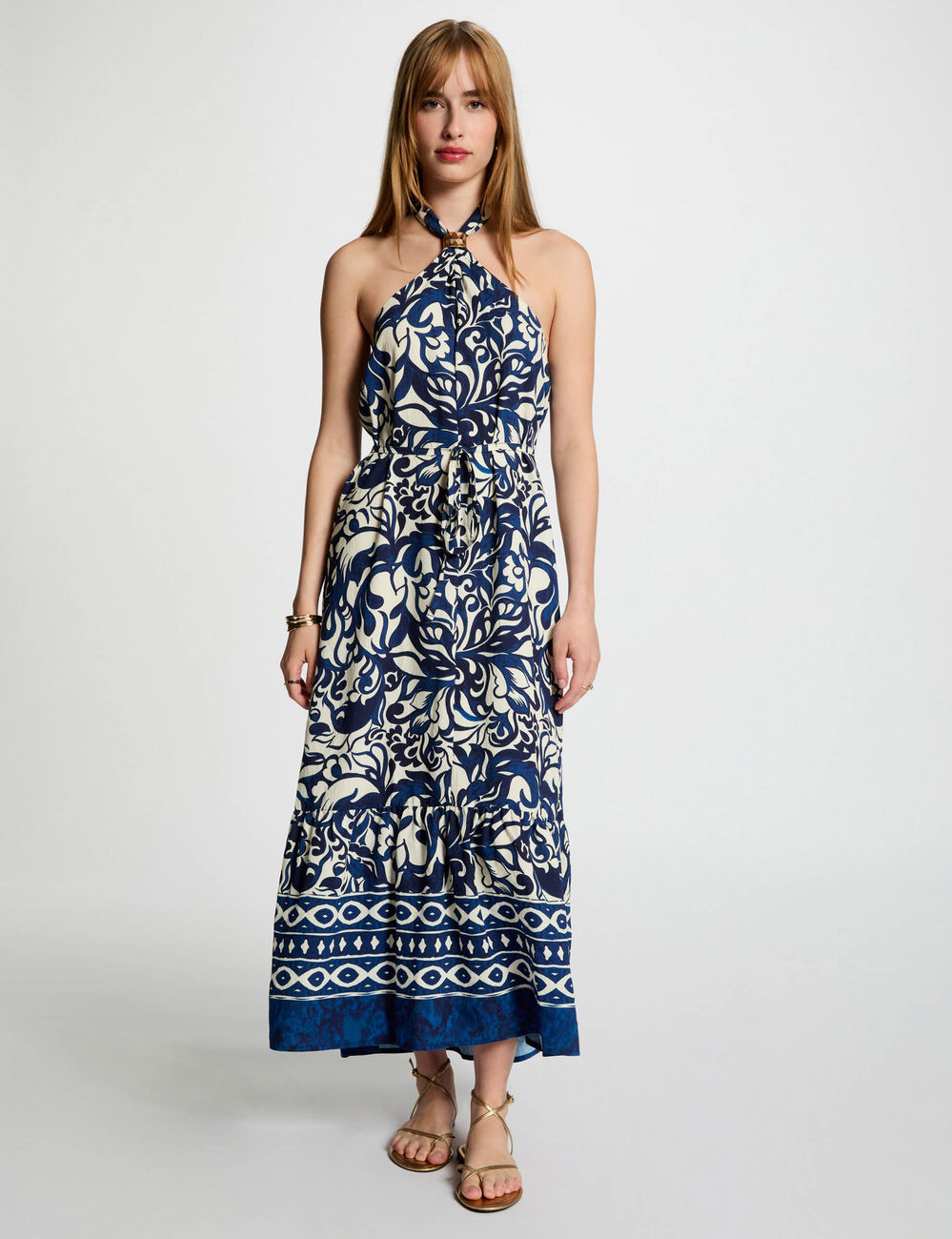 Printed maxi straight dress multicolor women