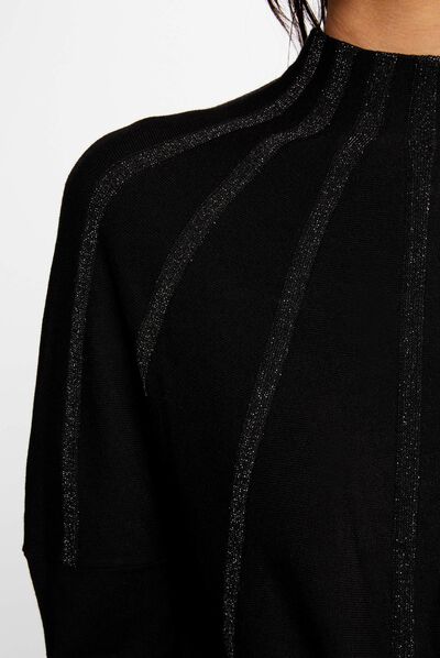 Long-sleeved jumper with high collar black ladies'