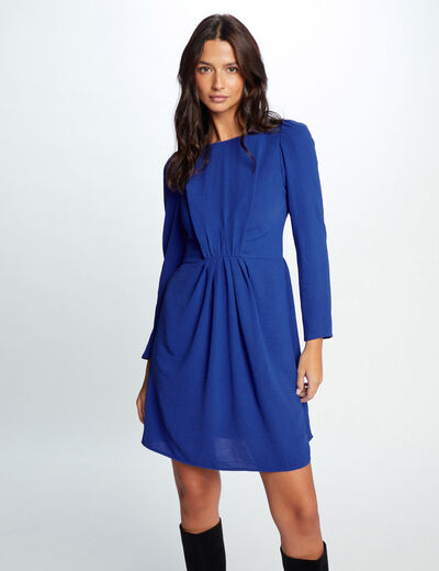 Fitted shirred mini dress electric blue ladies'
