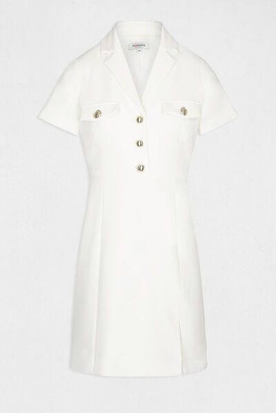 Fitted dress with short sleeves ecru ladies'