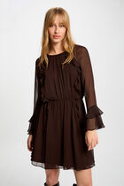 Flowy short dress dark brown women