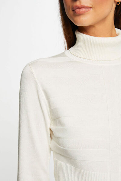 Long-sleeved jumper turtleneck ivory ladies'