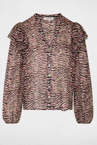 Long-sleeved blouse with animal print multico ladies'