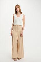 Knitted top V-neck white women