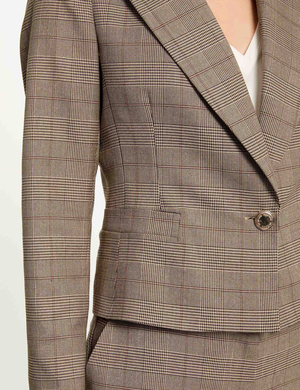 Checked waisted blazer multicolored women