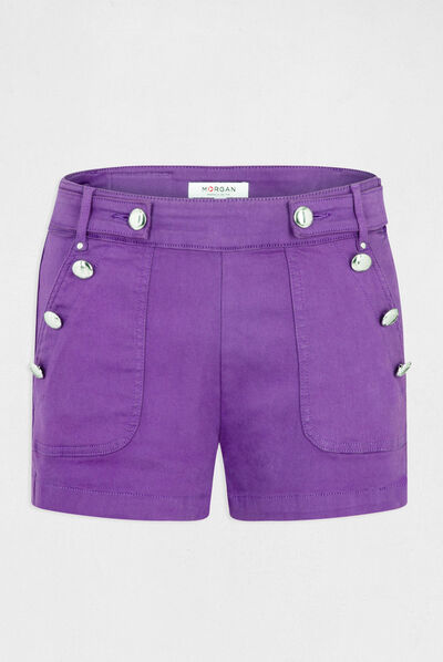Straight shorts with buttons dark purple ladies'