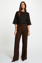 high waisted wide leg trousers dark brown women High-waisted wide-leg trousers dark brown women