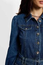 Fitted long dress raw denim women